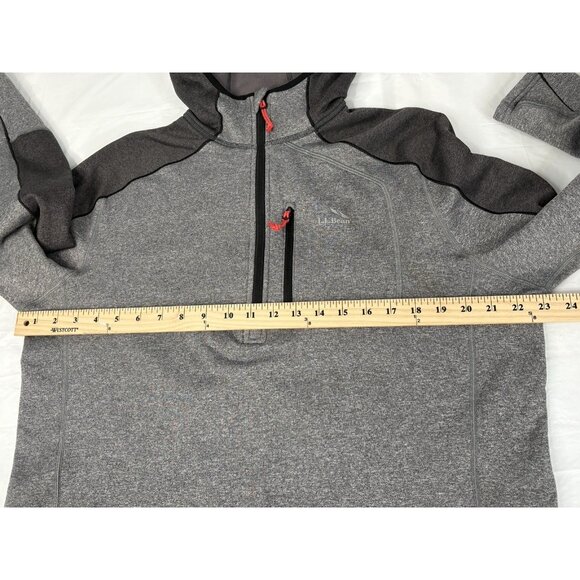 LL Bean Men's L Reg 1/4 Zip Hooded Tech Sweater Fleece Grey Slightly Fitted - Picture 13 of 15
